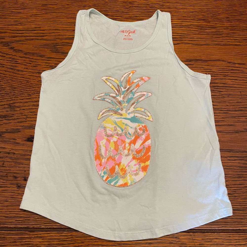 Cat & Jack White Tank Top with Colorful Pineapple